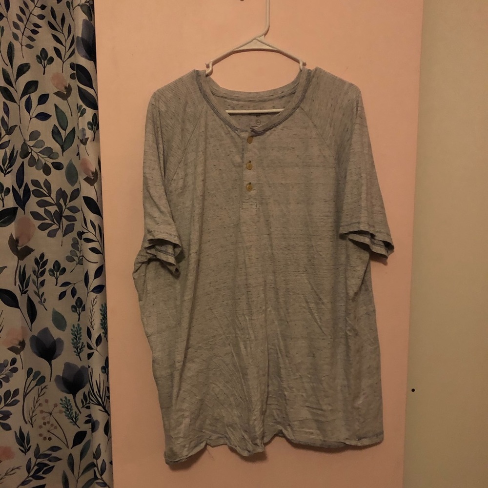 Striped button tee